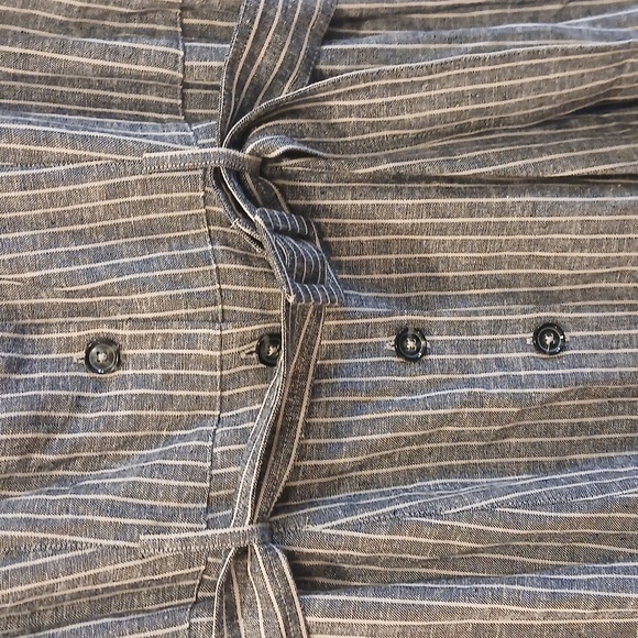 New Banana Republic Factory Linen Blend Button Front Midi Dress Blue Size 16 - Picture 5 of 9